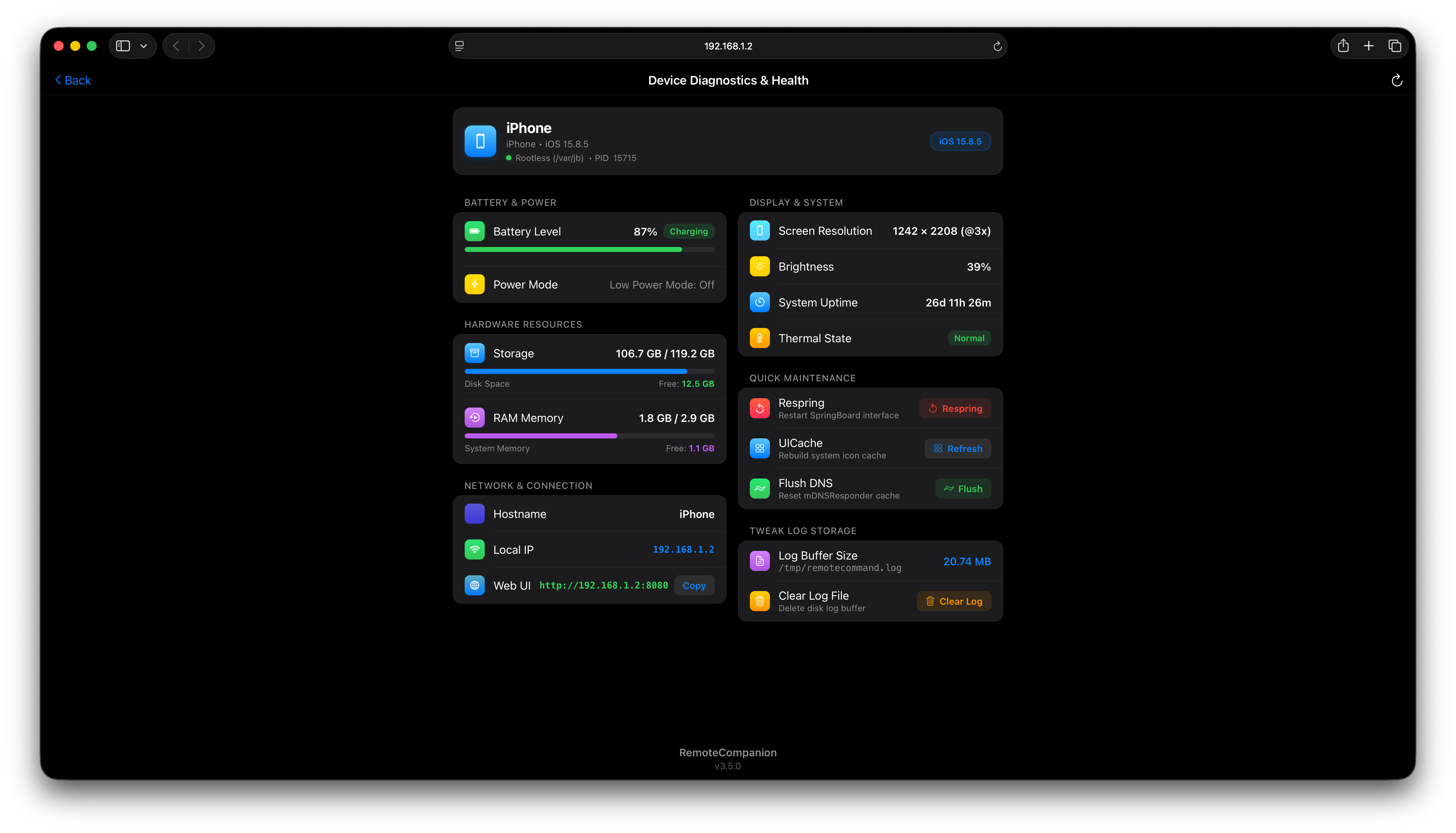 Device Health & Diagnostics Dashboard