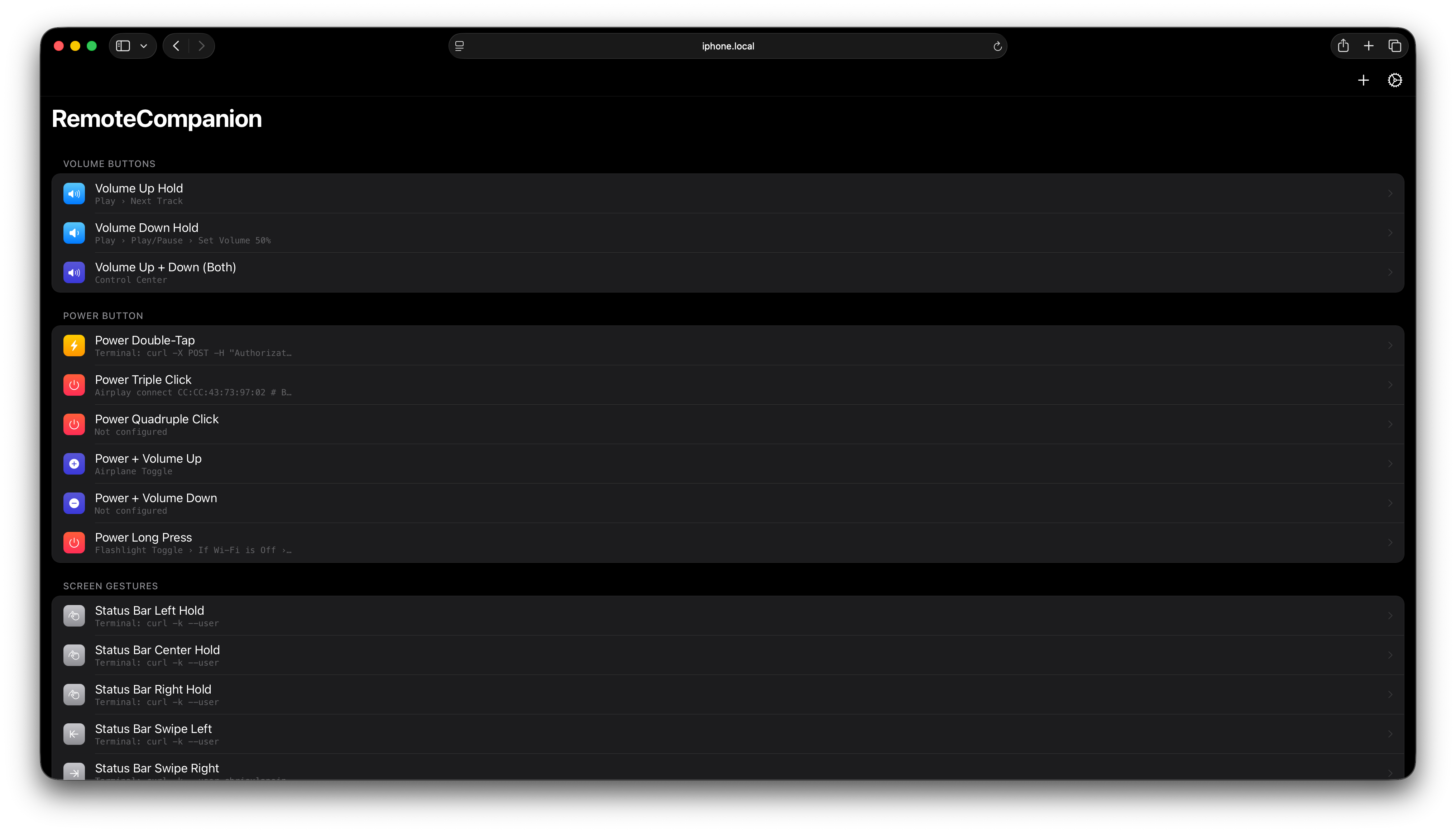 RemoteCompanion Web UI Workflow Editor